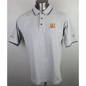 Mens Chase Authentics Gray 24 Jeff Gordon Polo Shirt Short Sleeve Size L Vintage